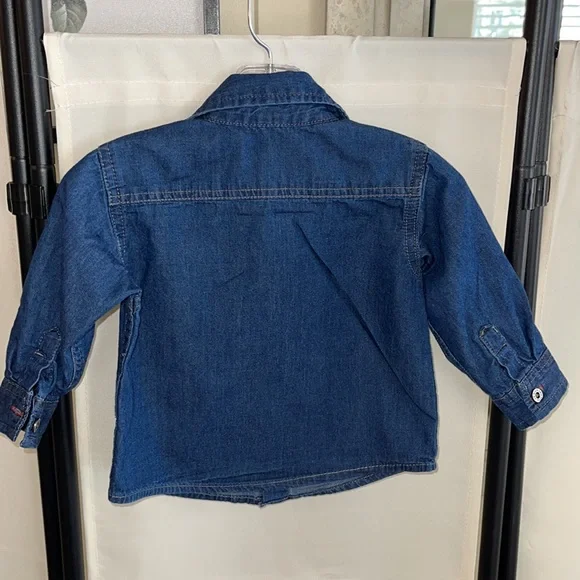 Calvin Klein Denim Button Down Shirt Size 12M EUC - Picture 8 of 11